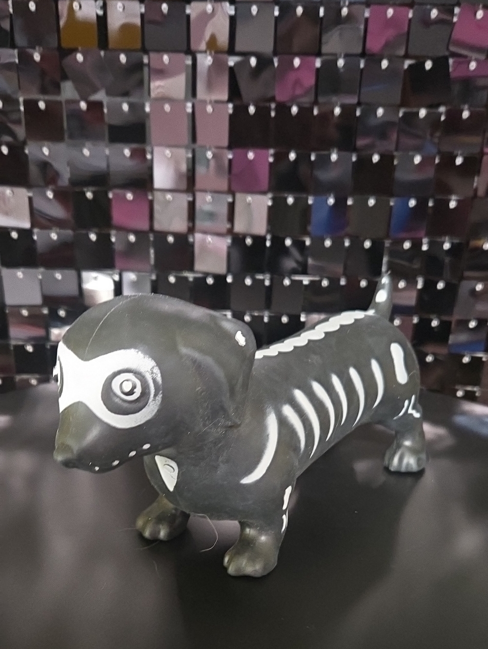 New Squeeezy Black Skeleton Dachshund Dog Toy -